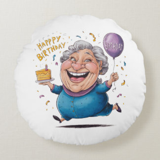 Coussins Ronds Célébration de l'anniversaire de grand-mère