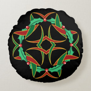 Coussins Ronds Céleste Noël Holly Wreath
