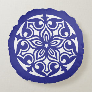 Coussins Ronds CERCLE DE VIE DU TRIBAL Bleu Royal JETON