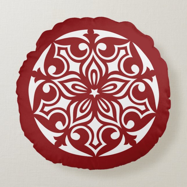 Coussins Ronds CERCLE TRIBAL Rouge DE LA VIE JAUNE Oreiller (Devant)