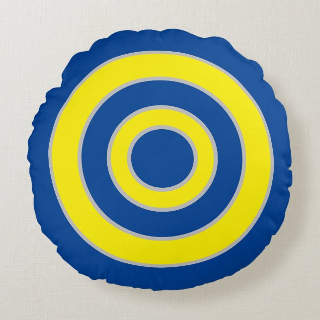 Coussins Ronds Cercles bleu et jaune (Devant)