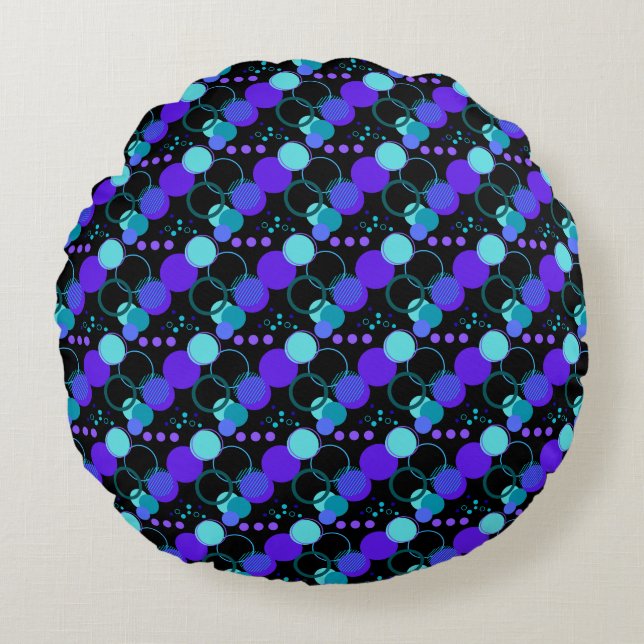 Coussins Ronds Cercles et formes rondes Motif en noir (Devant)