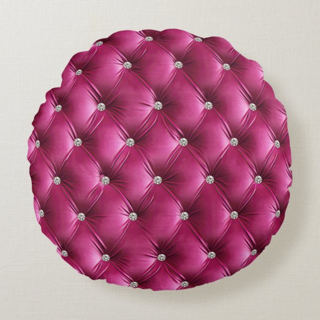 Coussins Ronds Chaleureux Rose Faux Velvet (Devant)