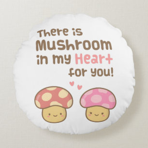 Coussins Ronds Champignons mignons dans mon coeur pour vous amour