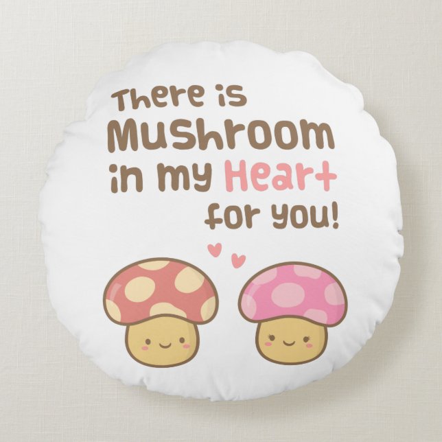 Coussins Ronds Champignons mignons dans mon coeur pour vous amour (Devant)