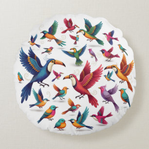 Coussins Ronds Chant d'oiseau dans chaque nuance
