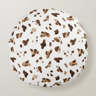 Coussins Ronds Chapeau de cowgirl marron blanc rose noeud