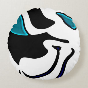 Coussins Ronds Charge de profondeur : noir, blanc et bleu Abstrai