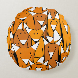 Coussins Ronds Charmante famille Fox : Motif animal joueuse