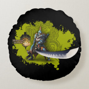 Coussins Ronds Chasseur masculin avec la longues épée et armure