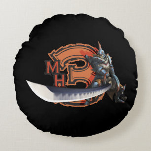 Coussins Ronds Chasseur masculin avec la longues épée et armure