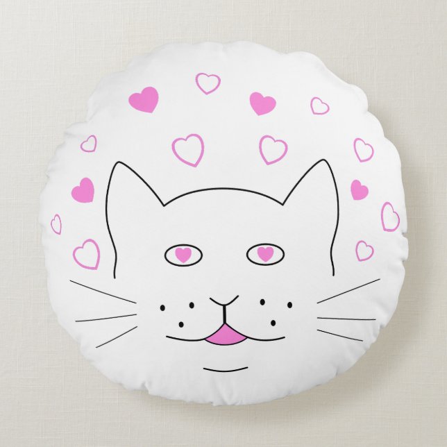 Coussins Ronds Chat cœur (Devant)