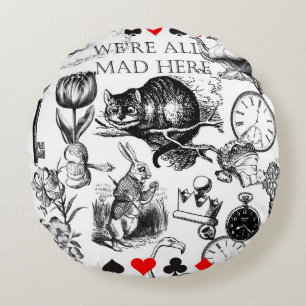 Coussins Ronds Chat de Cheshire classique alice au pays des merve