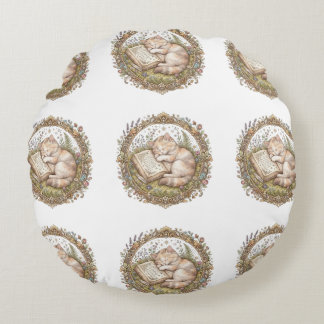 Coussins Ronds Chat endormi vintage
