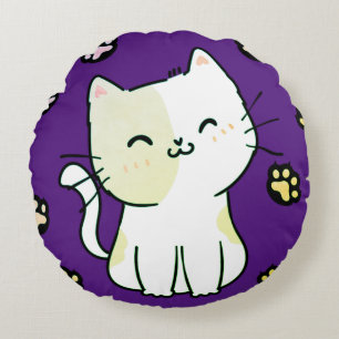 Coussins Ronds Chat et pattes vert de chaux et de pattes Jeter l'