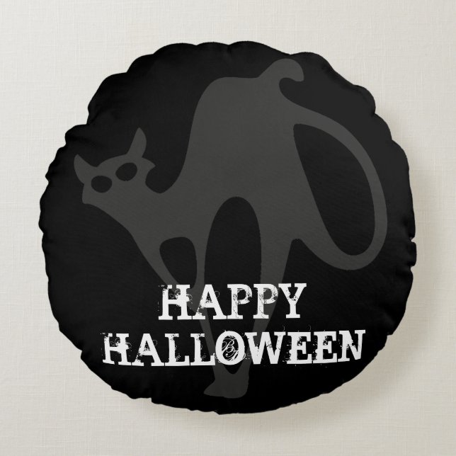 Coussins Ronds Chats d'Halloween (Devant)