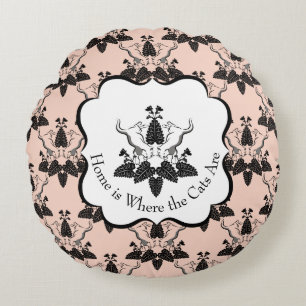 Coussins Ronds Chats et casserole Damask Look Motif