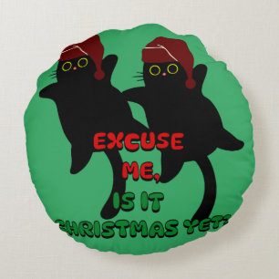 Coussins Ronds chats noël, est-ce encore noël ?