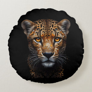 Coussins Ronds Cheetah Portrait sur noir