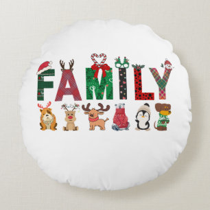 Coussins Ronds Chemises de Noël assorties pour famille tenue de