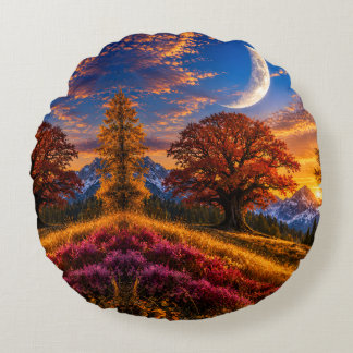 Coussins Ronds Chêne Mystique de l'Automne Croissant de Lune