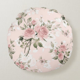 Coussins Ronds chic chic et français minable, vintage, floral,