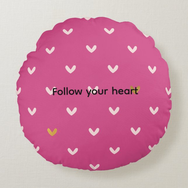 Coussins Ronds Chic Pink Gold Hearts Birthday (Devant)