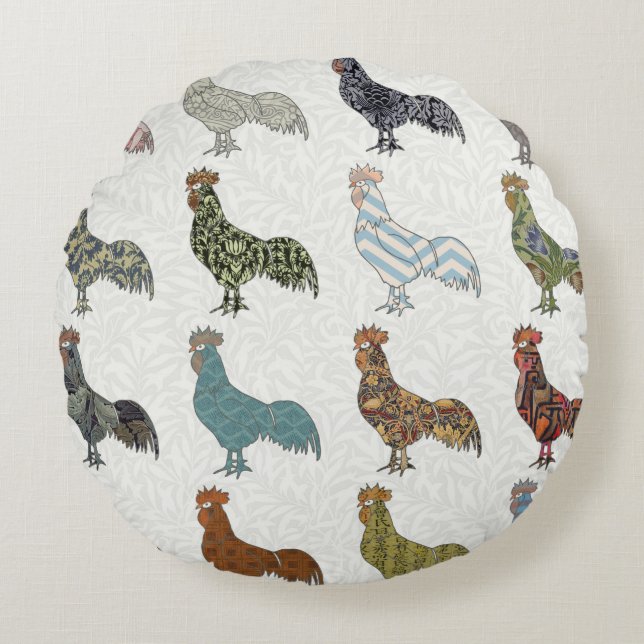 Coussins Ronds Chicken Rooster Coloré ferme Motif (Devant)