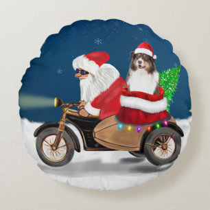 Coussins Ronds Chien australien Noël Père Noël