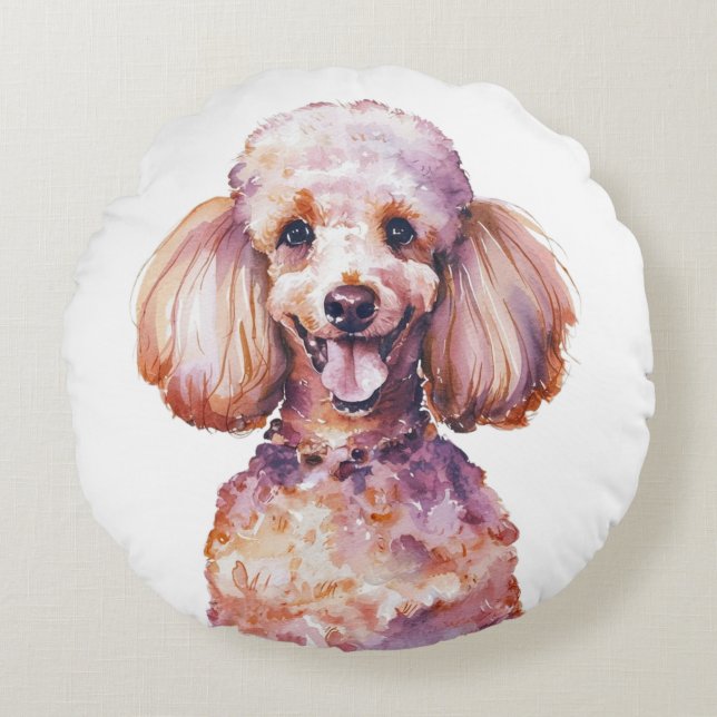 Coussins Ronds Chien de caniche minimaliste inspiré (Devant)