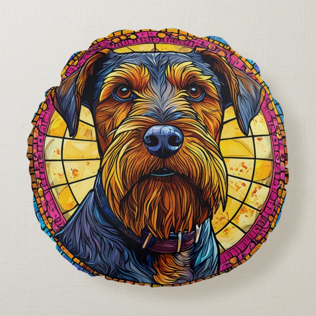 Coussins Ronds Chien de dessin animé mignon (Devant)