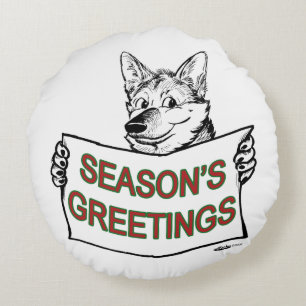 Coussins Ronds Chien de Noël : Bonnes Fêtes !