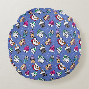 Coussins Ronds Chiens d'hiver