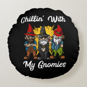 Coussins Ronds Chillin Avec Mes Gnomies Drôle Jardin Gnomes