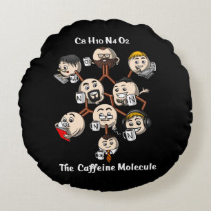 Coussins Ronds Chimie Caféine Molécule Science Geek de café
