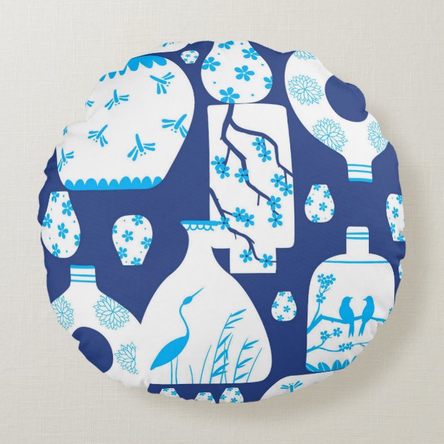 Coussins Ronds Chinoiserie Ginger Jar Jars Lancer Oreiller (Devant)