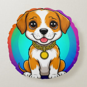 Coussins Ronds Chiot de dessin animé adorable