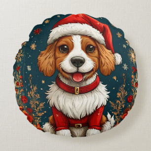 Coussins Ronds Chiot de Noël adorable