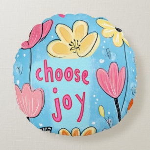 Coussins Ronds Choisissez Joy Colorful Flower Art