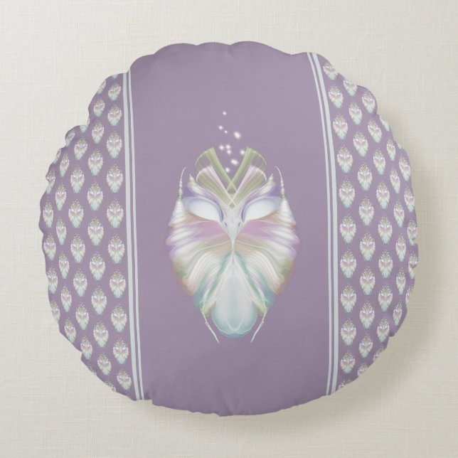 Coussins Ronds Chouette Oracle Pastel Purple (Devant)