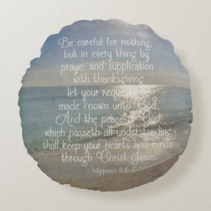 Coussins Ronds Chrétien de plage de vers de bible de paix de 4h1