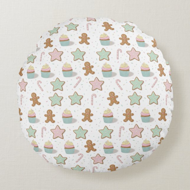Coussins Ronds Christmas Bakery Treats Pattern (Devant)