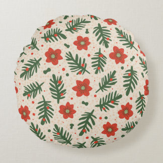 Coussins Ronds Christmas flower pattern round cushion