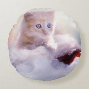 Coussins Ronds Christmas Kitten