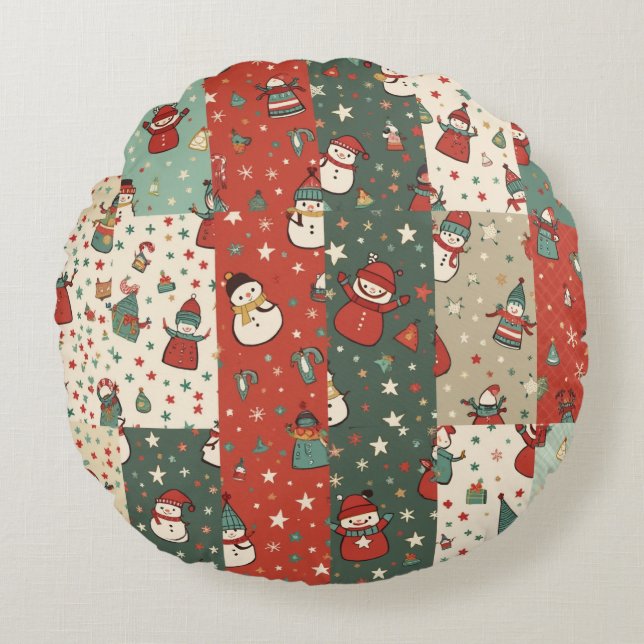 Coussins Ronds Christmas Snowman Cushion (Devant)