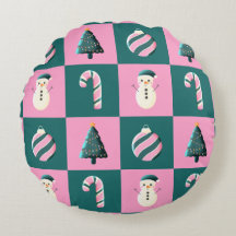 Christmas tree candy cane bauble snowman pink cyan