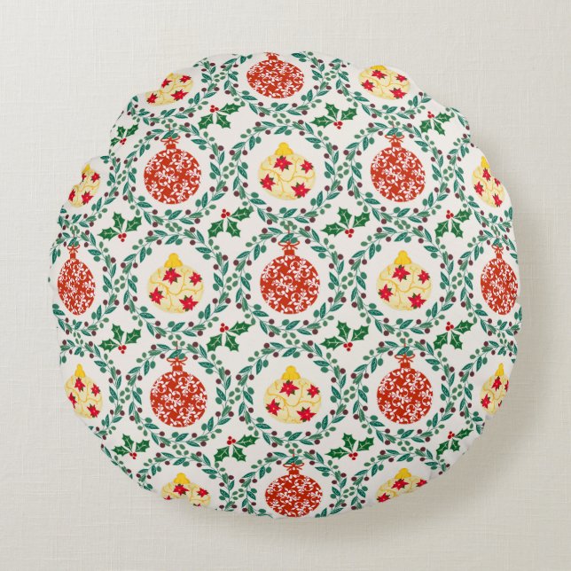 Coussins Ronds Christmas Warmth Floral Round Pillow (Devant)
