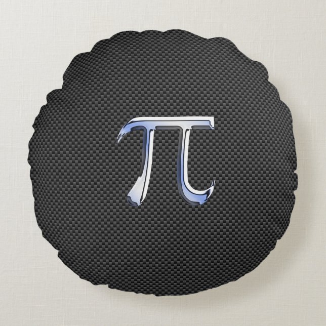 Coussins Ronds Chrome comme Pi Symbole sur Carbon Fiber Style (Devant)
