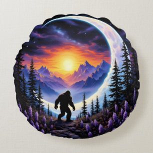 Coussins Ronds Ciel nocturne coloré Sasquatch Stroll, croissant d