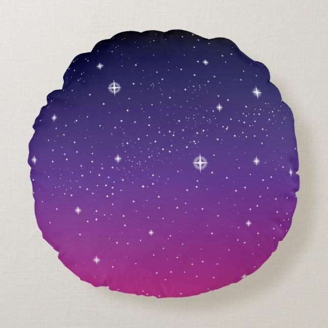 Coussins Ronds Ciel nocturne étoilé violet foncé (Devant)